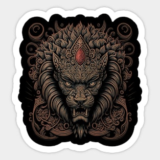 Lion decorated with Javanese ornaments Sticker